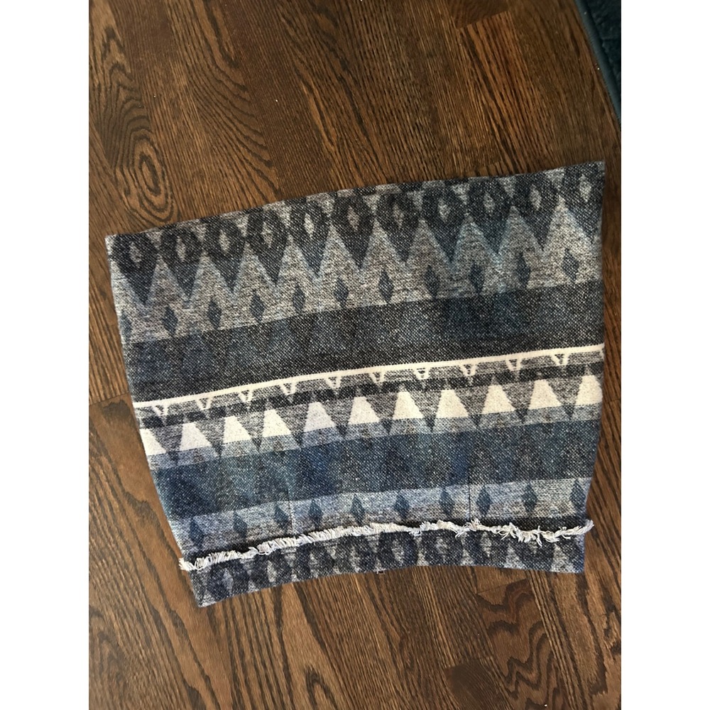 Sam Edelman‎ Blue Southwestern Geometric Mini Skirt Frayed Hem Size S